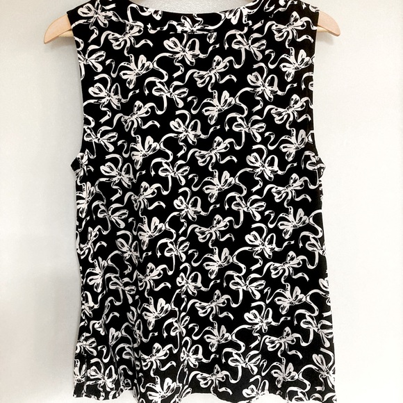 Talbots black and white ribbon pattern sleeveless blouse - Picture 4 of 8